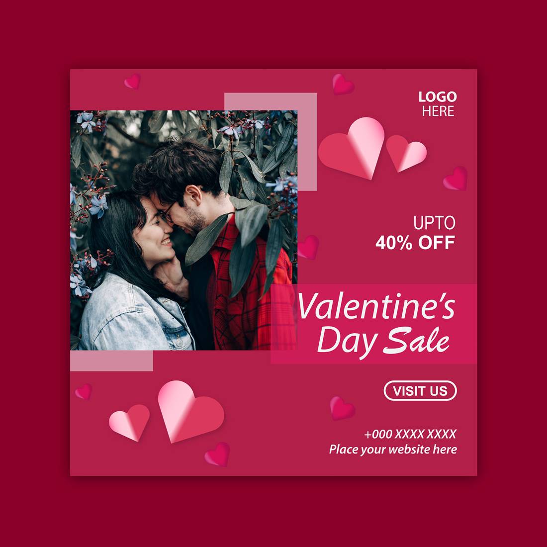 Valentine's Day Sale Social Media Post Banner Template Cover.