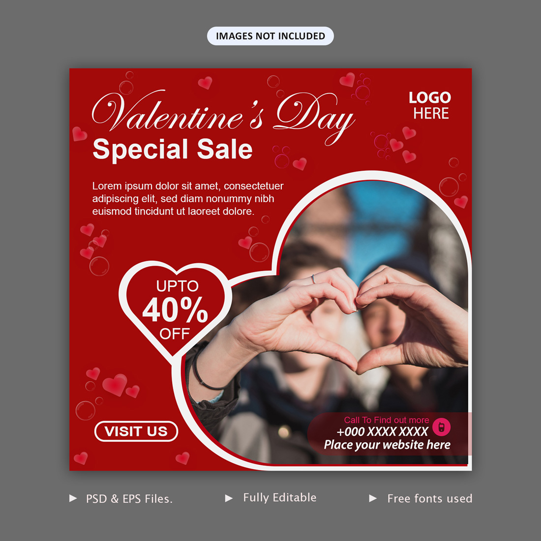 Valentine's Day Special Sale Social Media Template Cover.