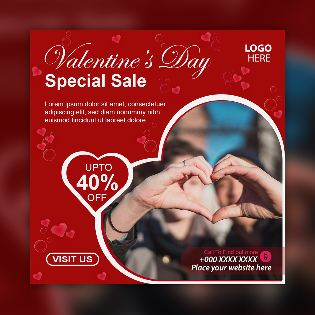 Valentine's Day Special Sale Social Media Template.