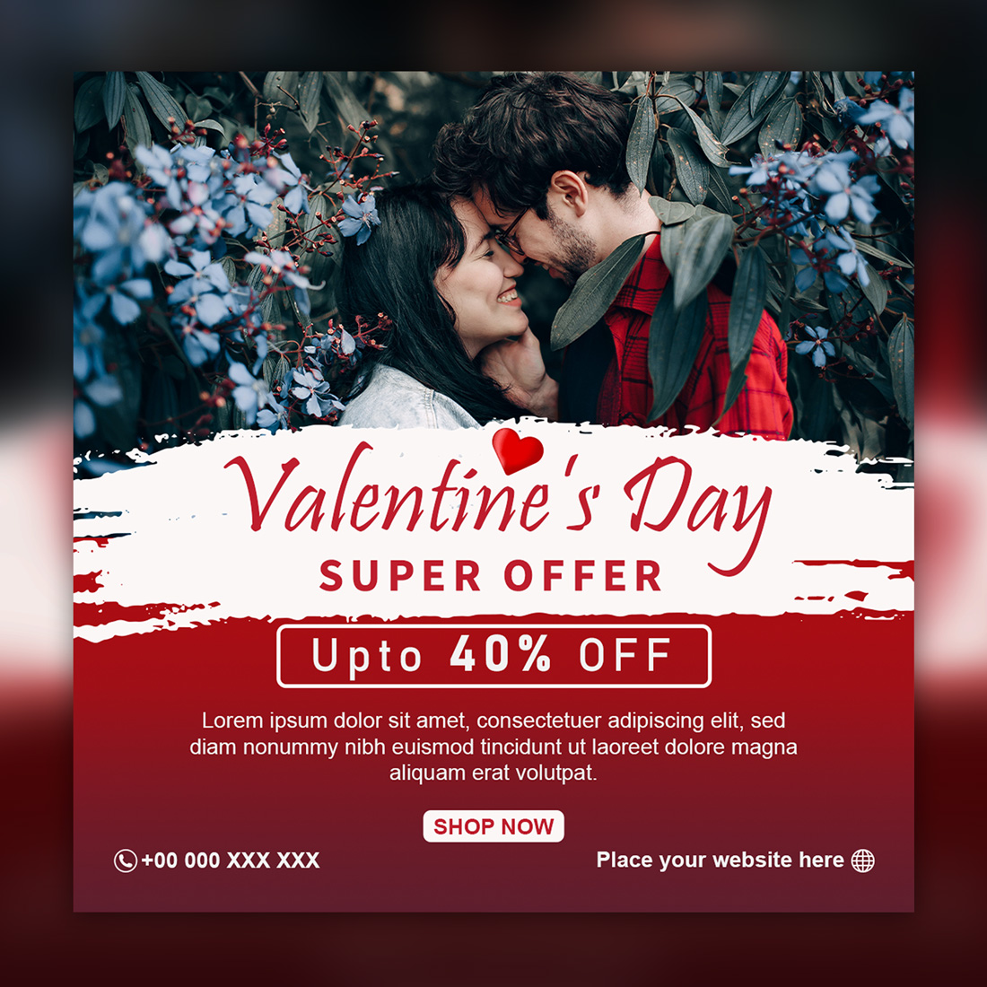 Valentine's Day Super Offer Social Media Template.