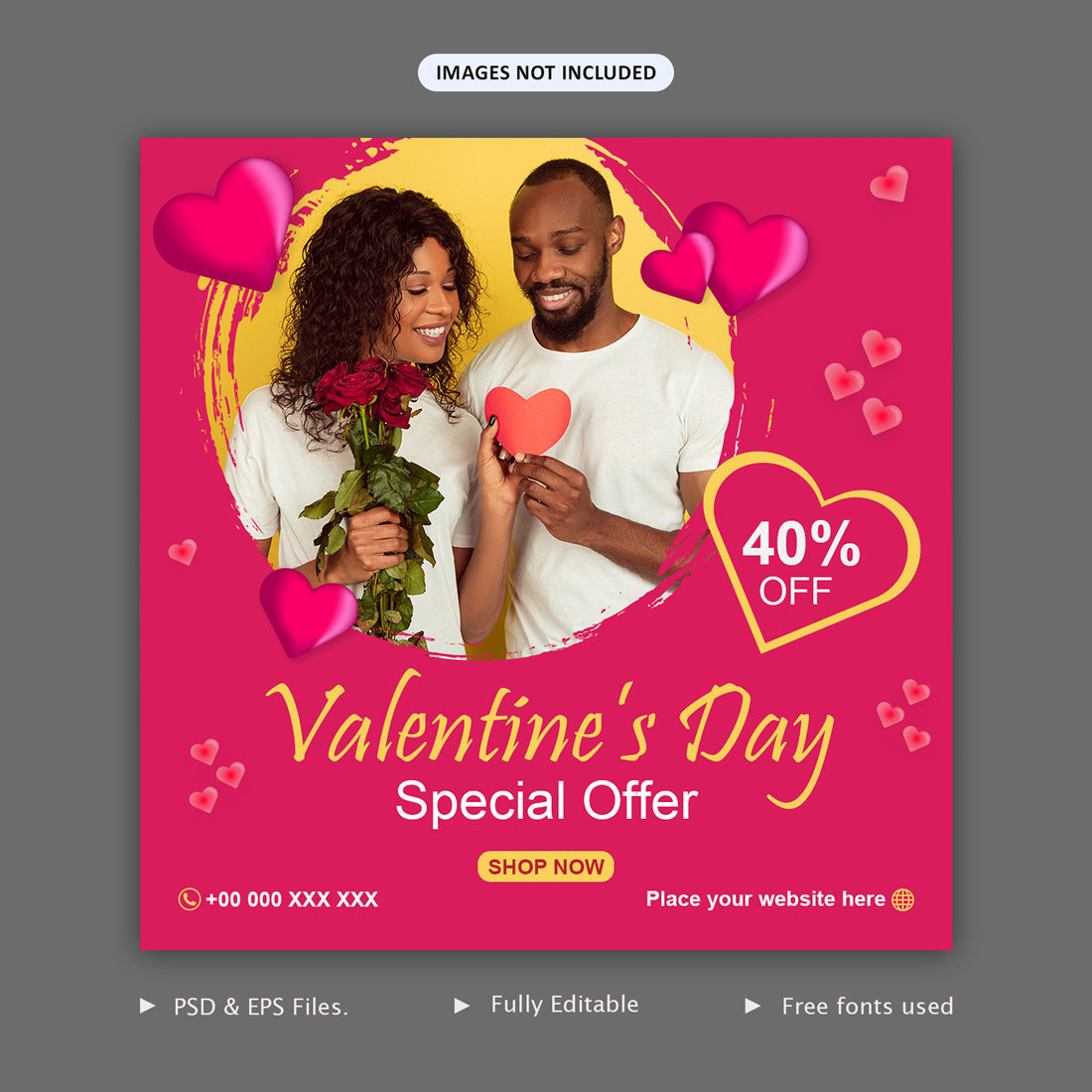 Valentine's Day Special Offer Social Media Template Cover.