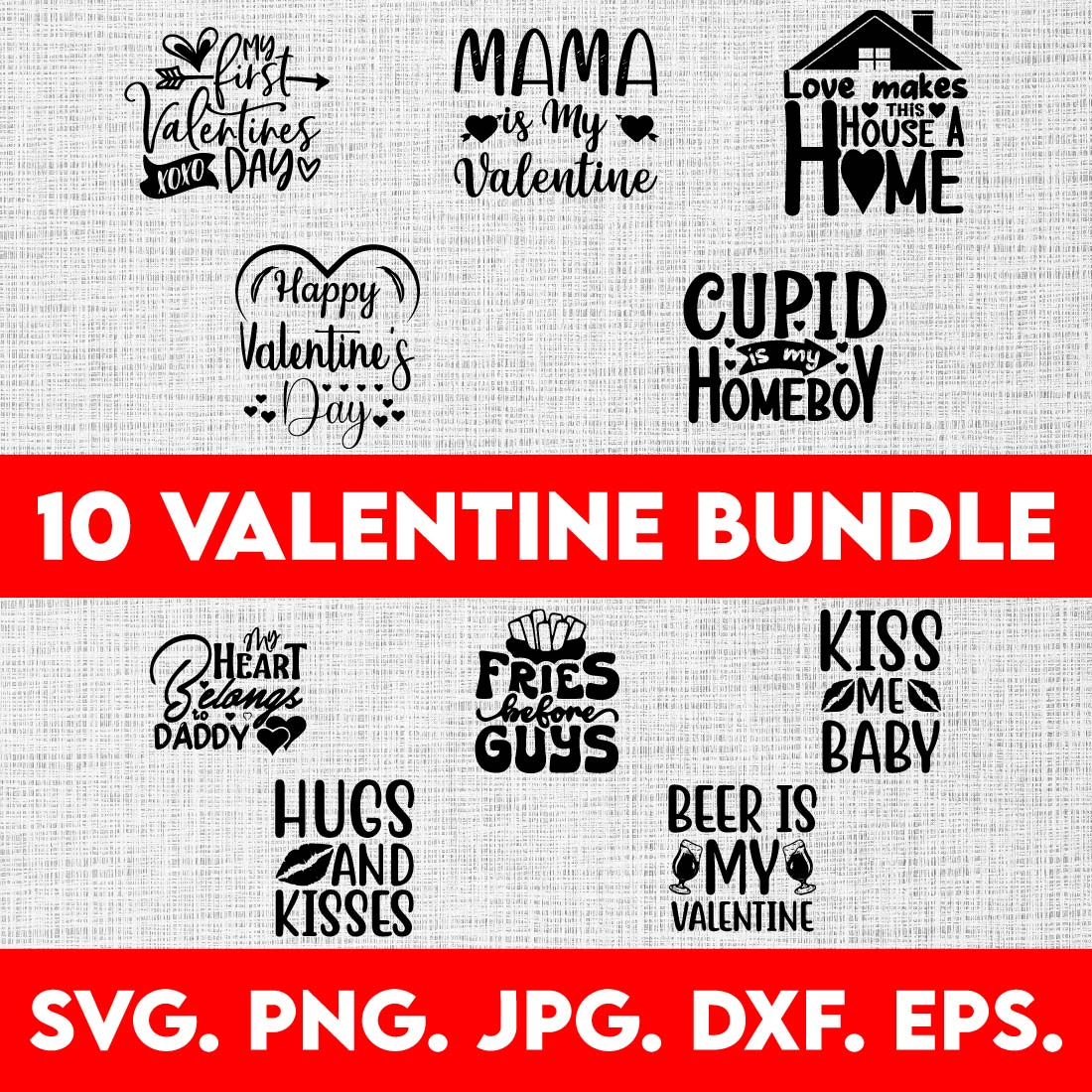 Valentine's Day SVG Bundle cover image.