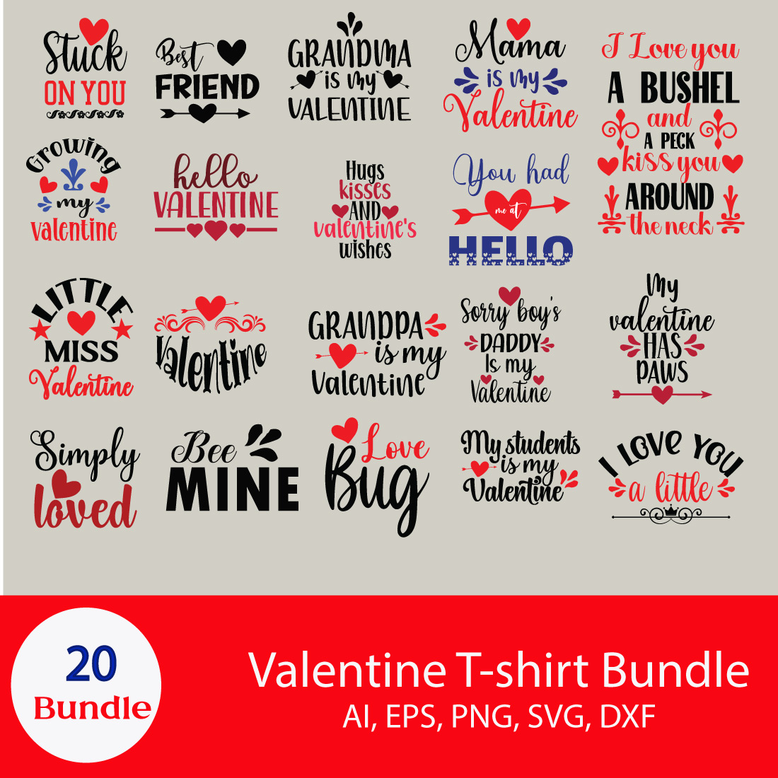 20 Valentine T-Shirt Bundle cover