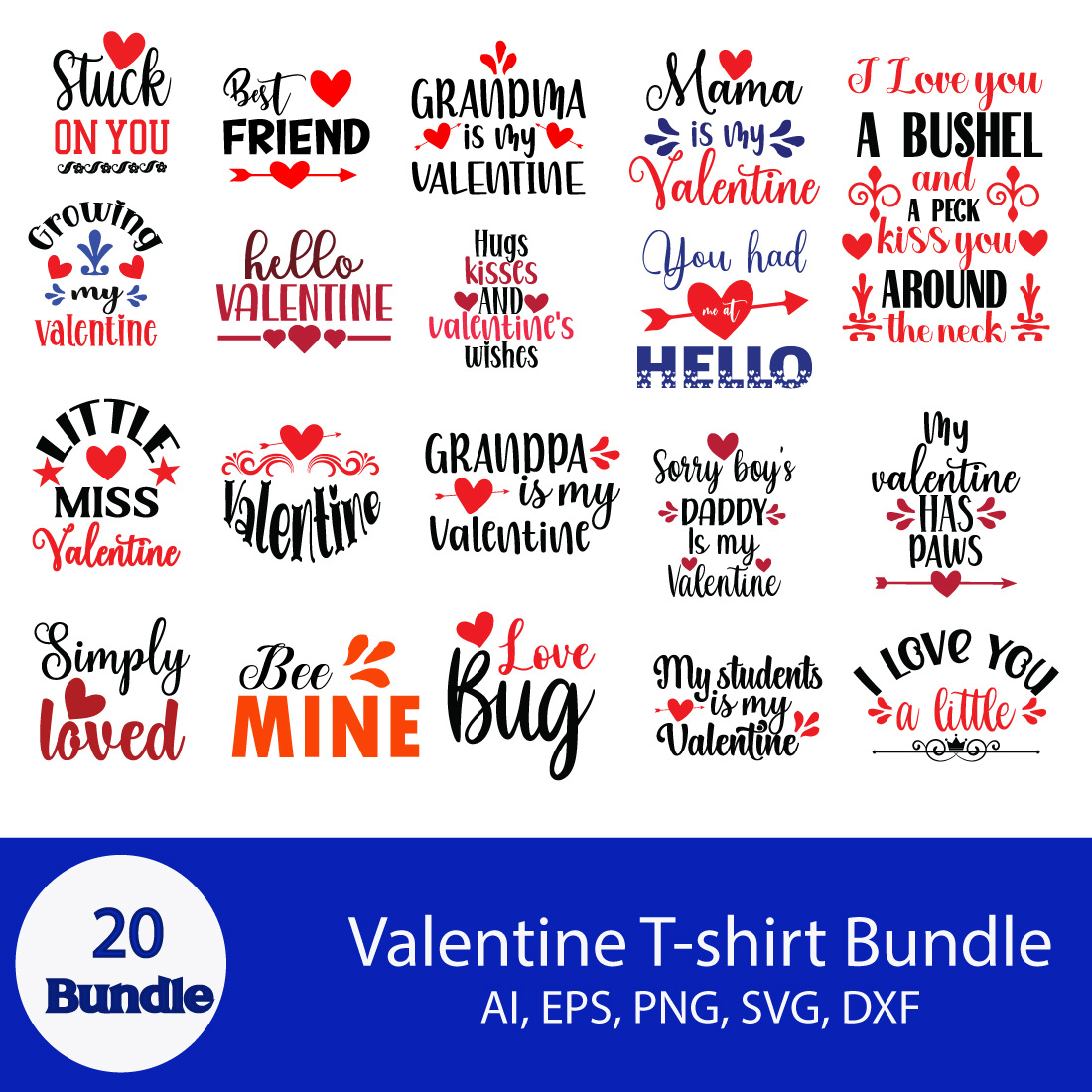 20 Valentine T-Shirt Bundle main cover