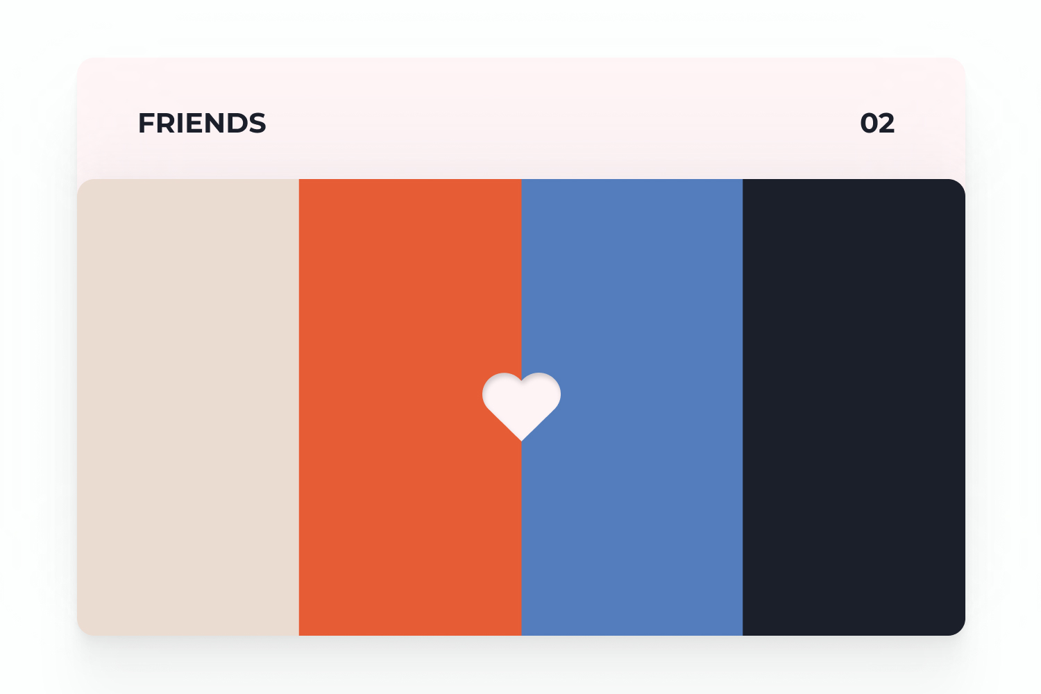 Valentine's colors for friends beige, orange, blue, black.