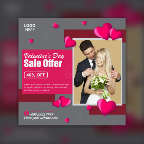 Valentine's Day Sale Offer Social Media Post Banners.