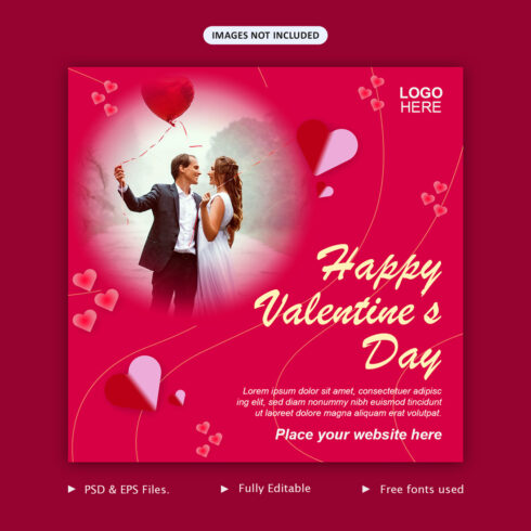 Happy Valentine's Day Social Media Banner Template.