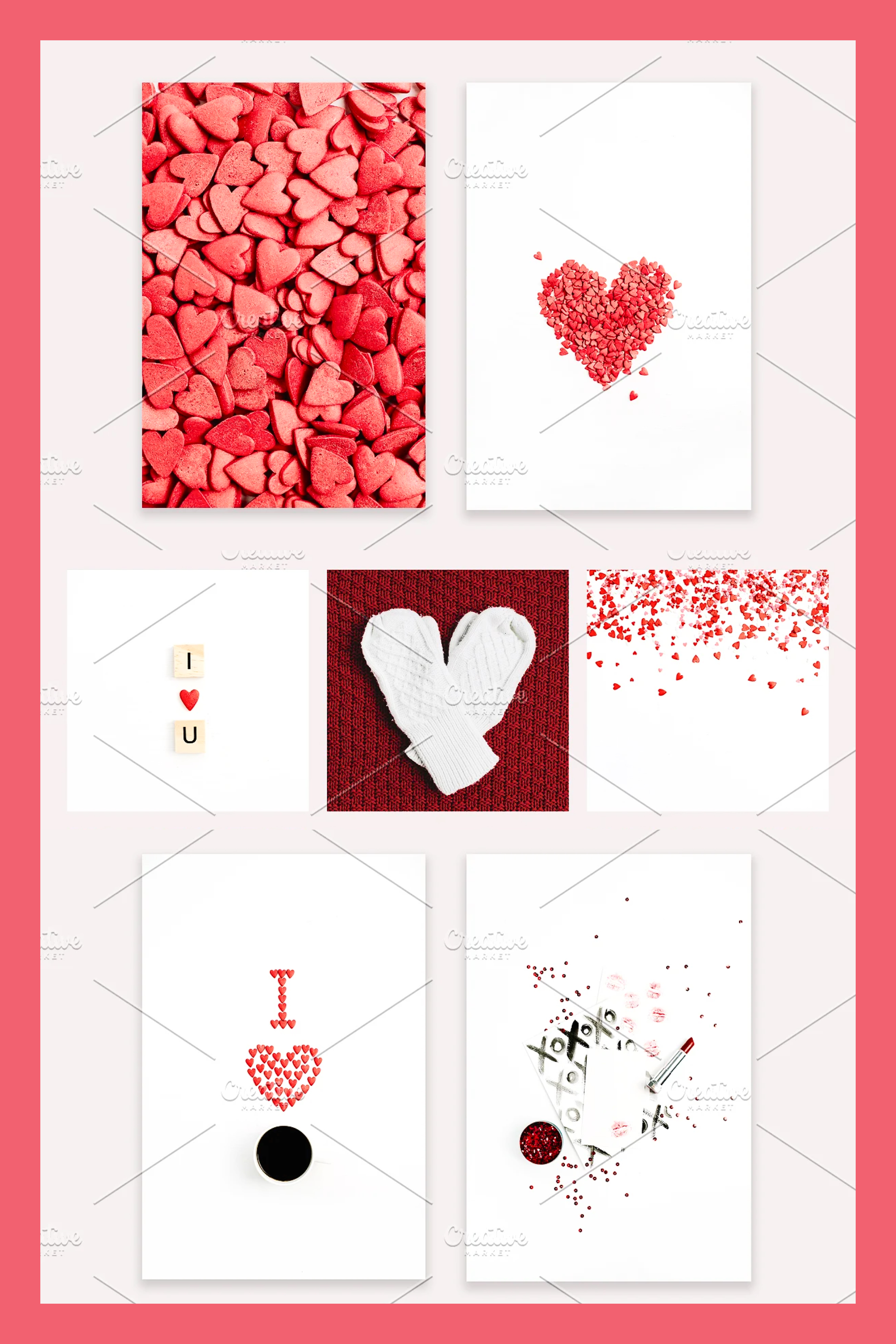 Collage of postcards for valentine's day.