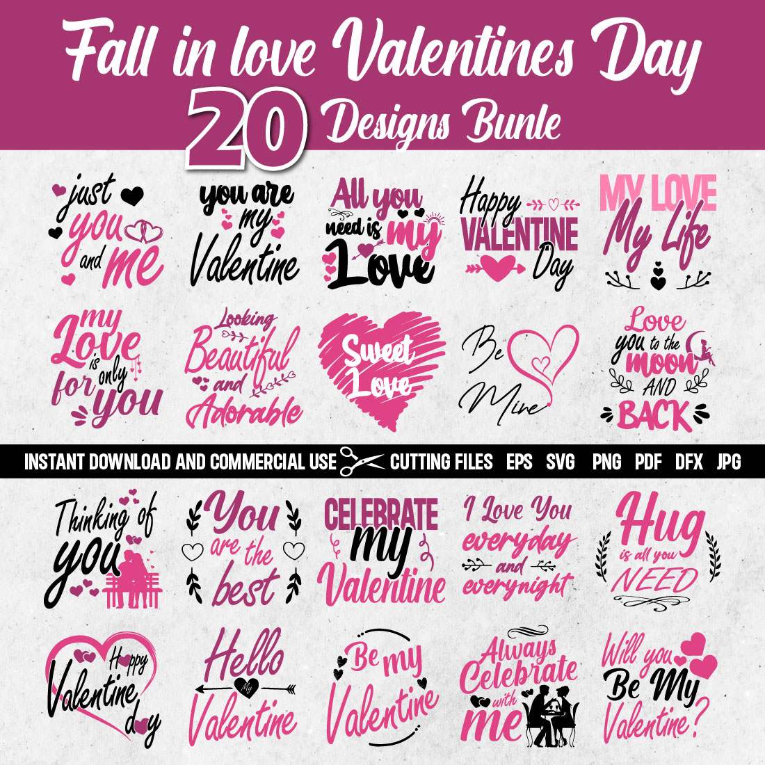 Valentine's Day Fall in Love Colorful Bundle Designs cover image.