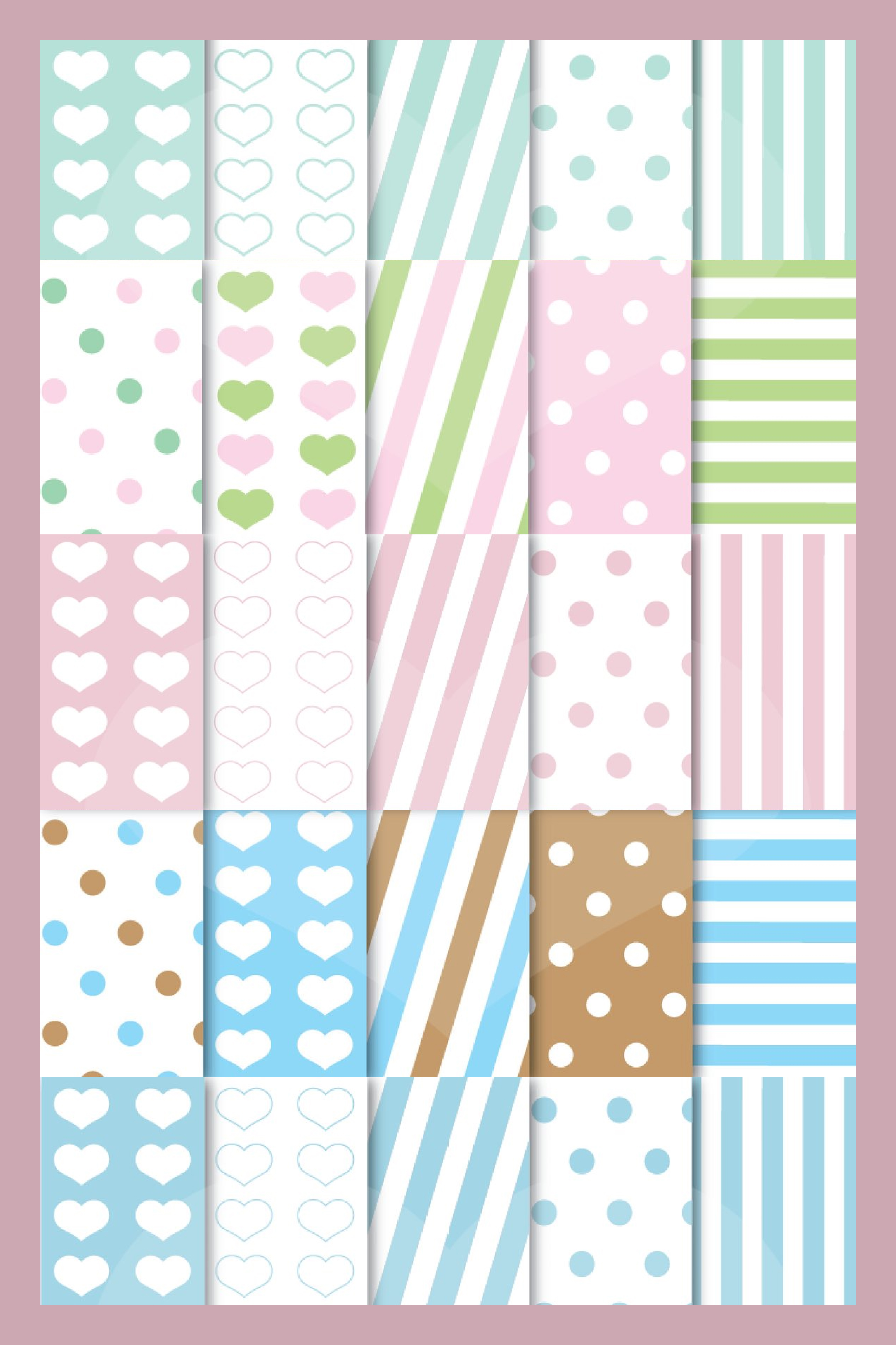 Collage of patterns for valentine's day.