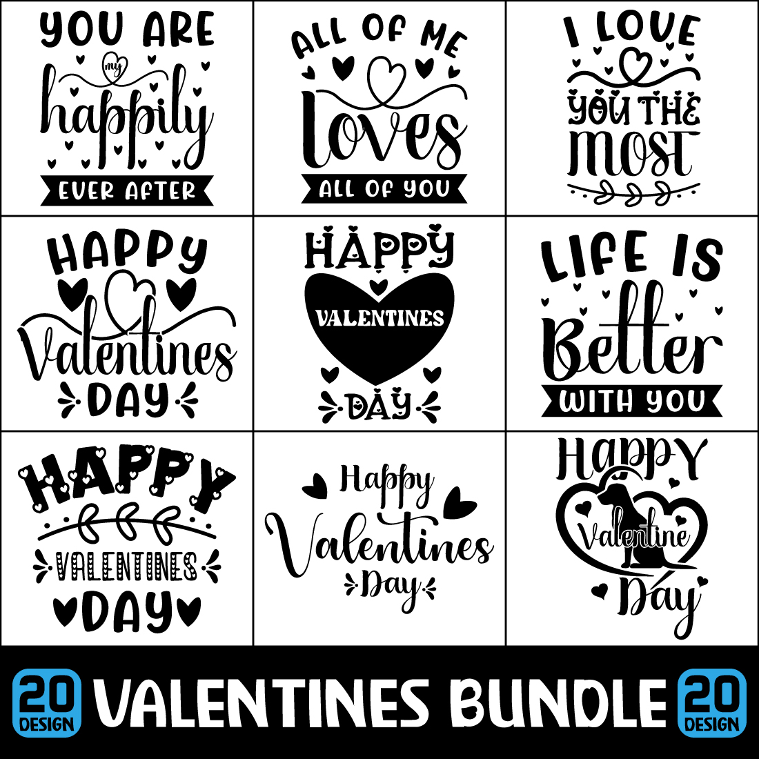 Valentines Day SVG Design Bundle Cover.