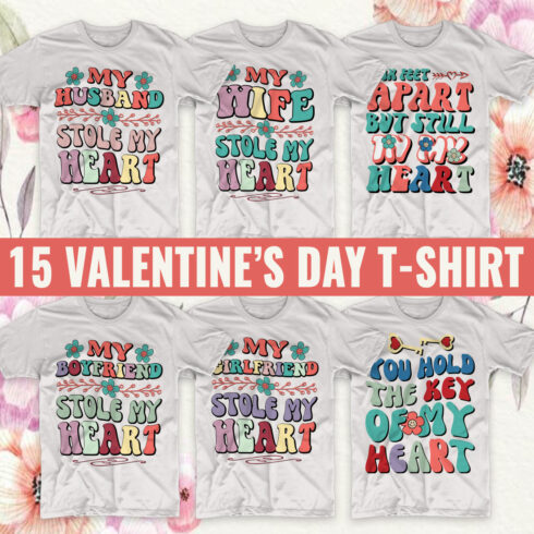 15 Valentine's Day T-Shirt Design Bundle main cover.