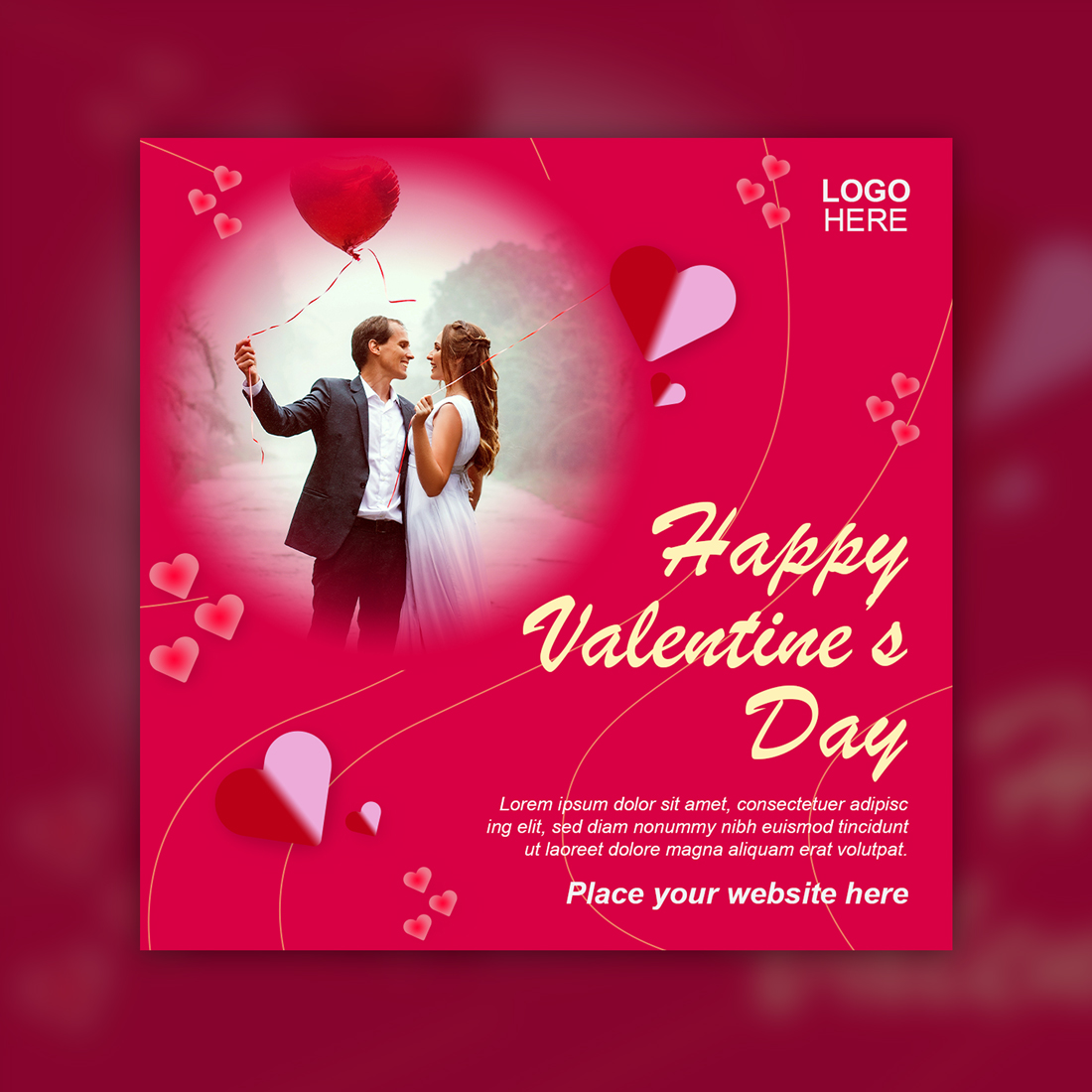 Happy Valentine's Day Social Media Banner Template Cover.