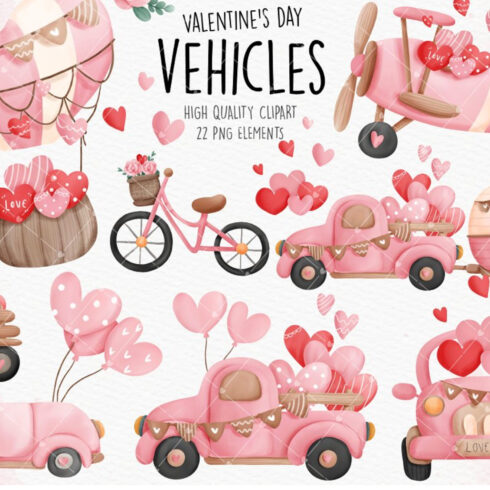 Valentine's Vehicles Clipart.