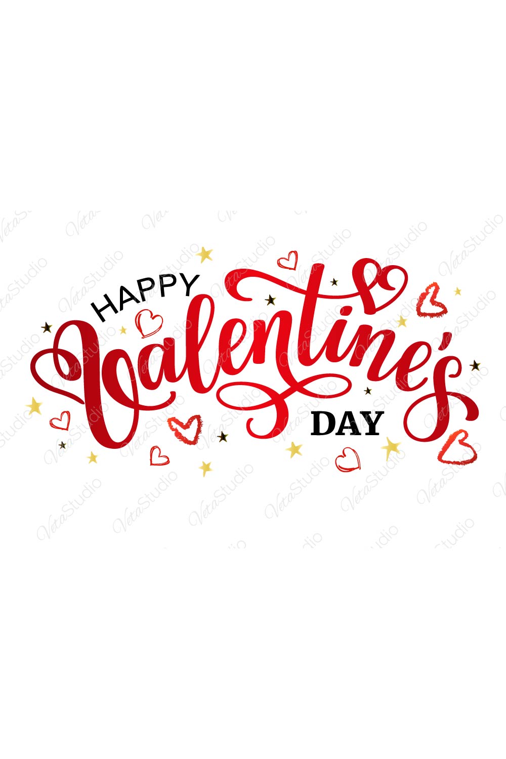 Happy Valentines Day Red Lettering Design pinterest image.