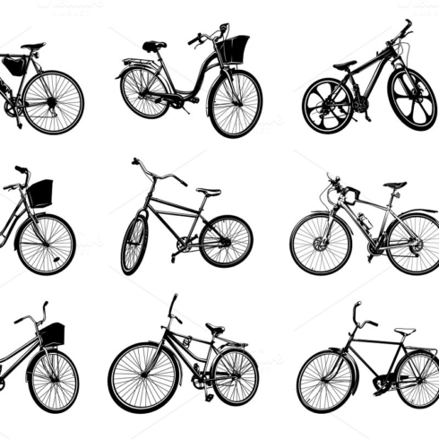 Vector bicycles set main image preview.