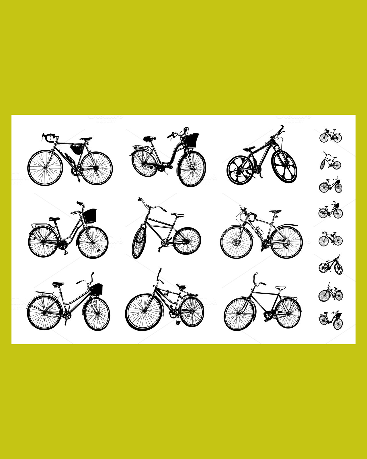 Vector bicycles set pinterest image preview.