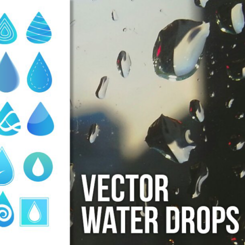 Vector water drops main image preview.