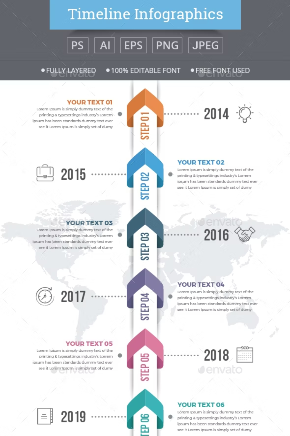 Vertical Timeline Infographics Pinterest Cover.