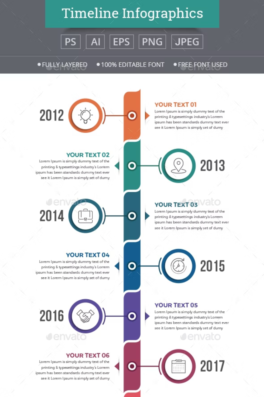 Vertical Timeline Infographics Pinterest Cover.