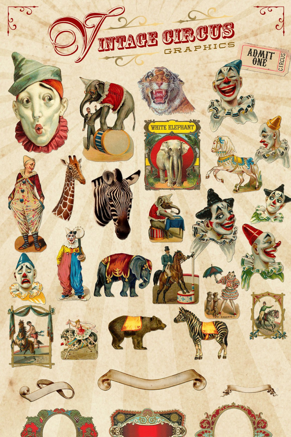 Vintage Circus Graphics - Pinterest.