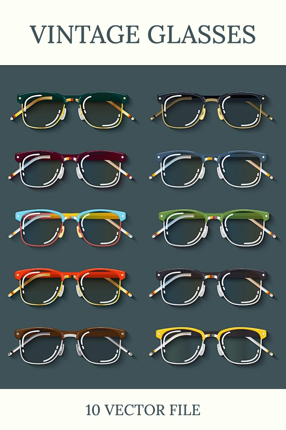 Vintage Glasses Pinterest Cover.