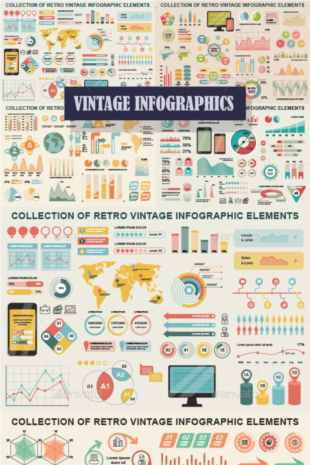 Vintage Infographics Pinterest Cover.