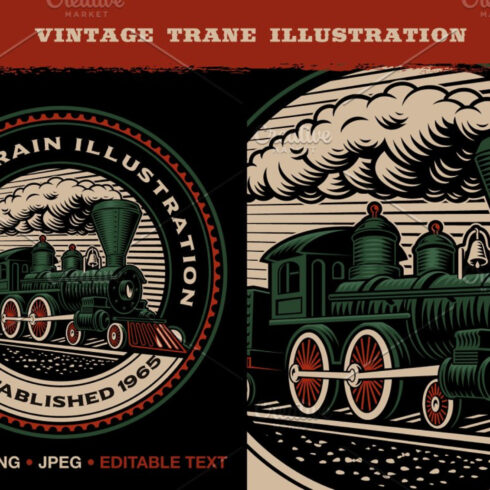 Vintage Vector Train Illustration.