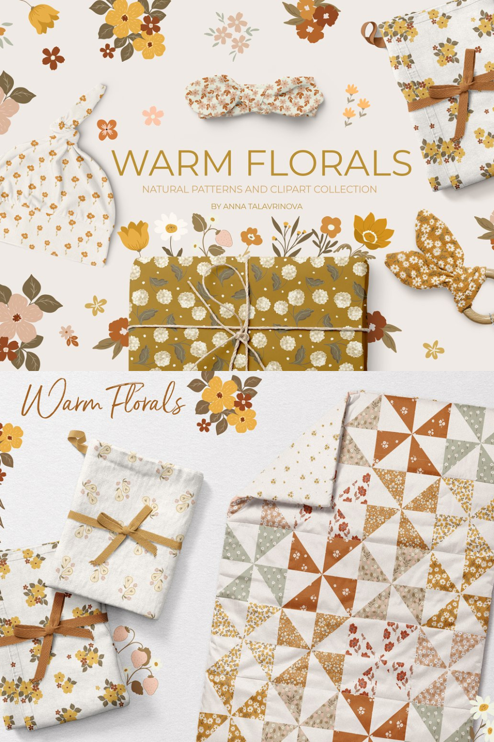 Warm Florals Pattern & Clipart - Pinterest.