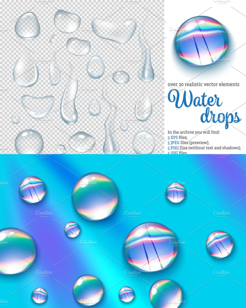 Water Drops Realistic Set – MasterBundles