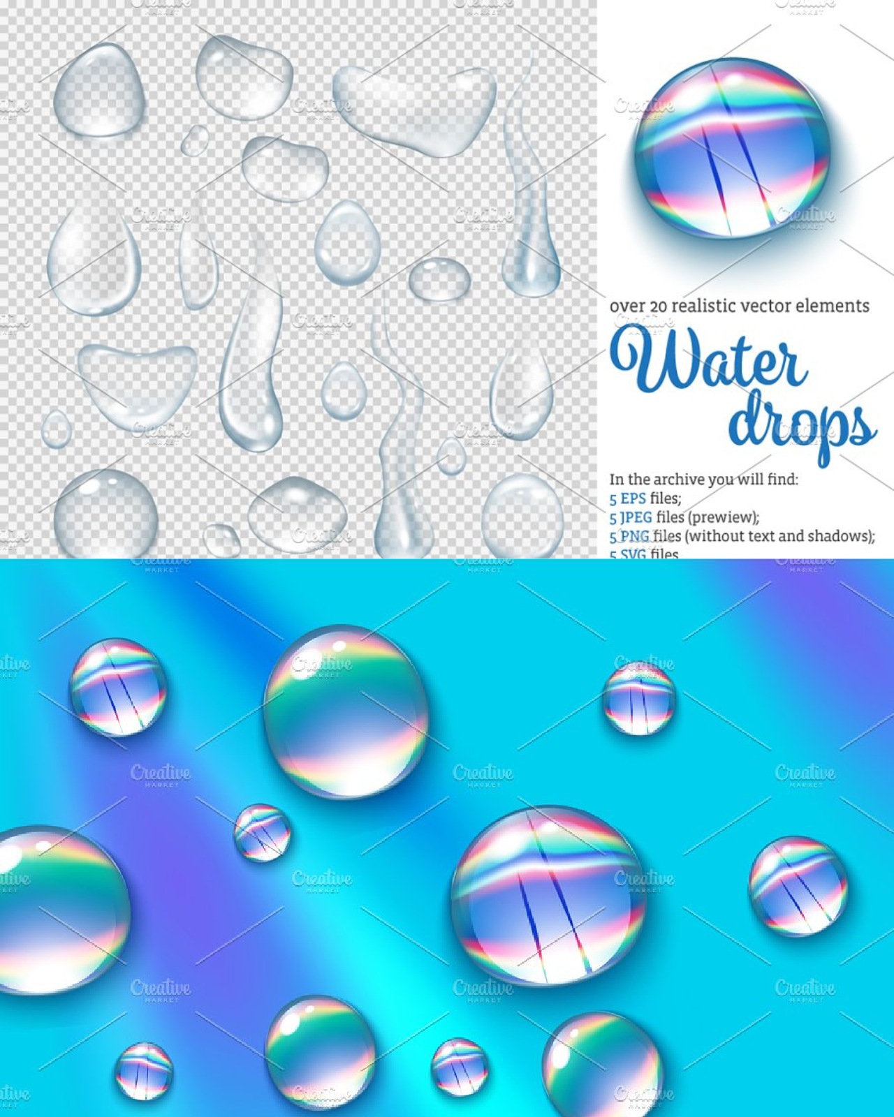 Water drops realistic set pinterest image preview.