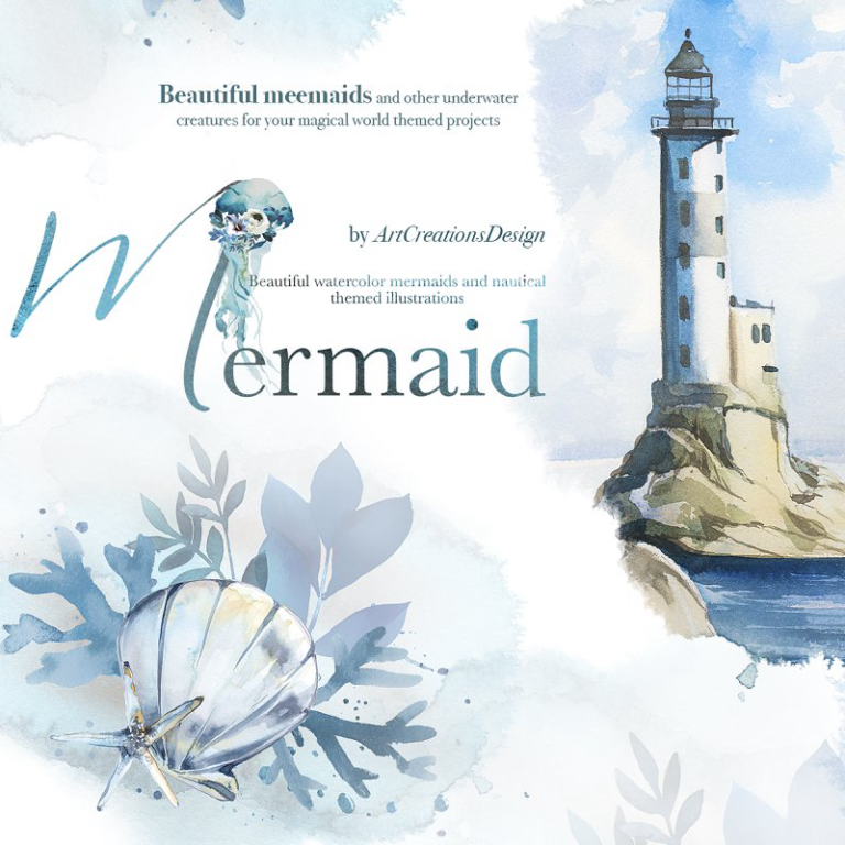 Watercolor Mermaid Clipart Set – MasterBundles