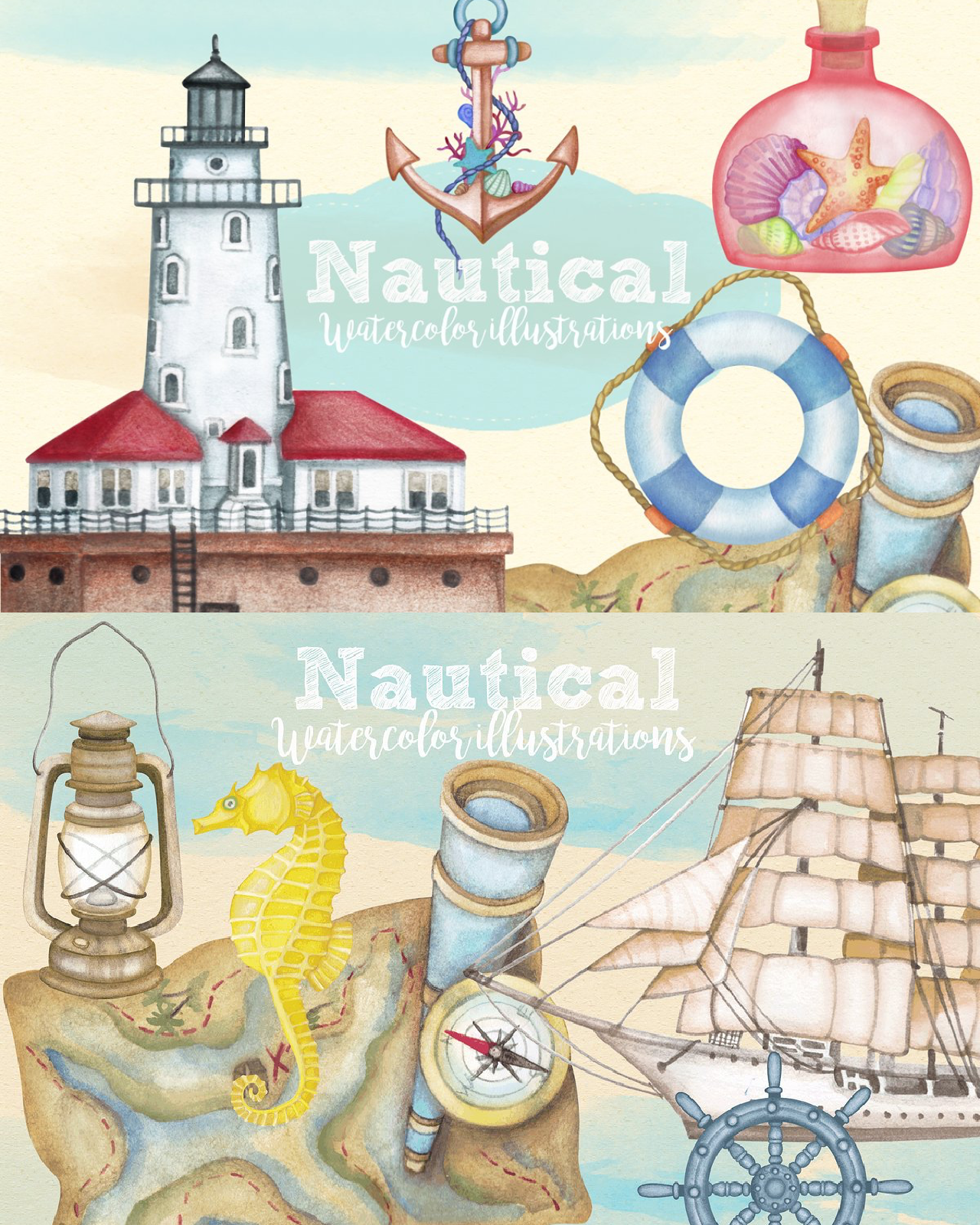Watercolor nautical clipart images pinterest preview.