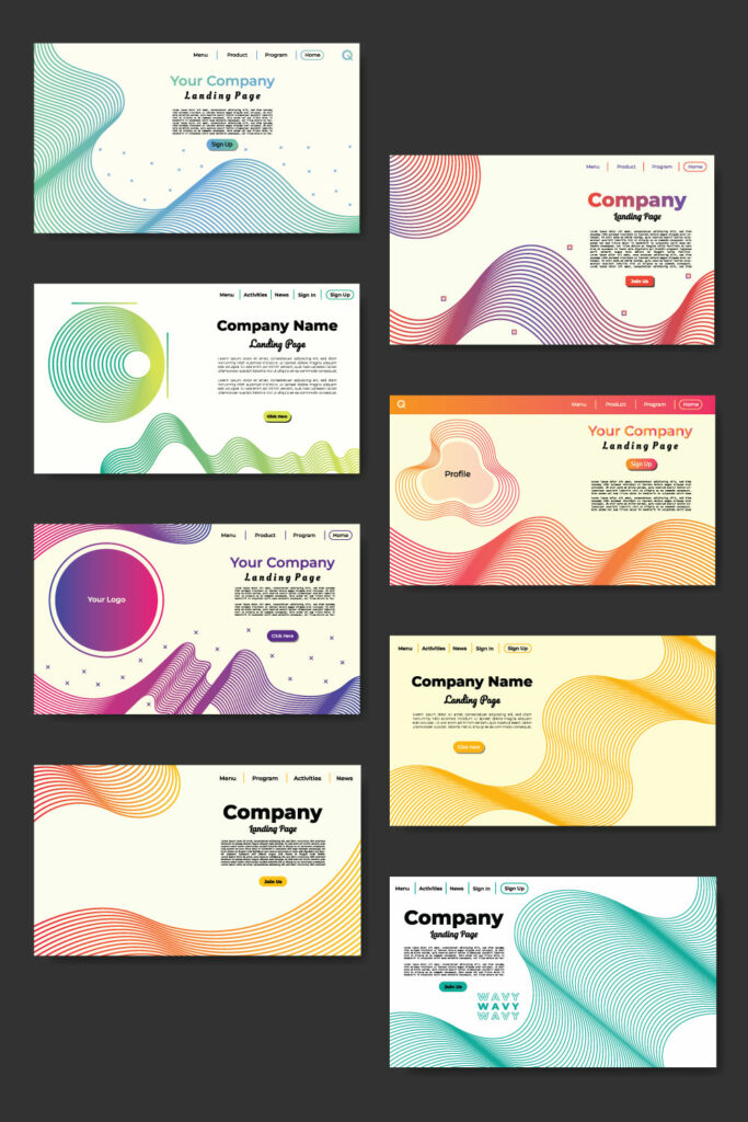 8 Wavy Landing Page Design | MasterBundles