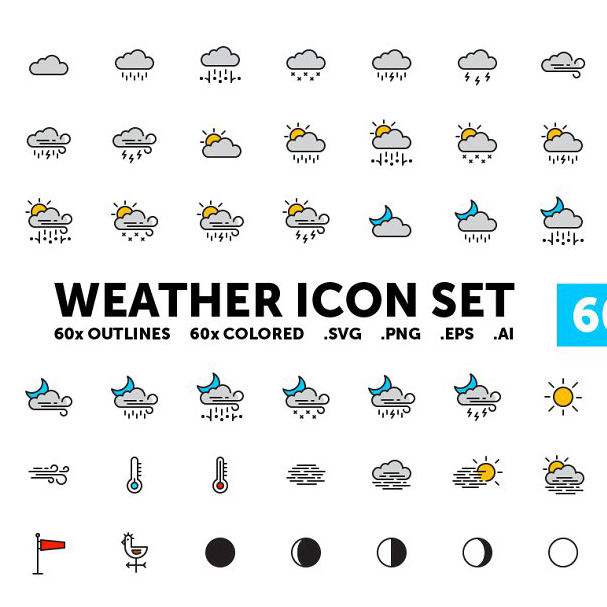 Weather icon set 60x2 icons main cover.
