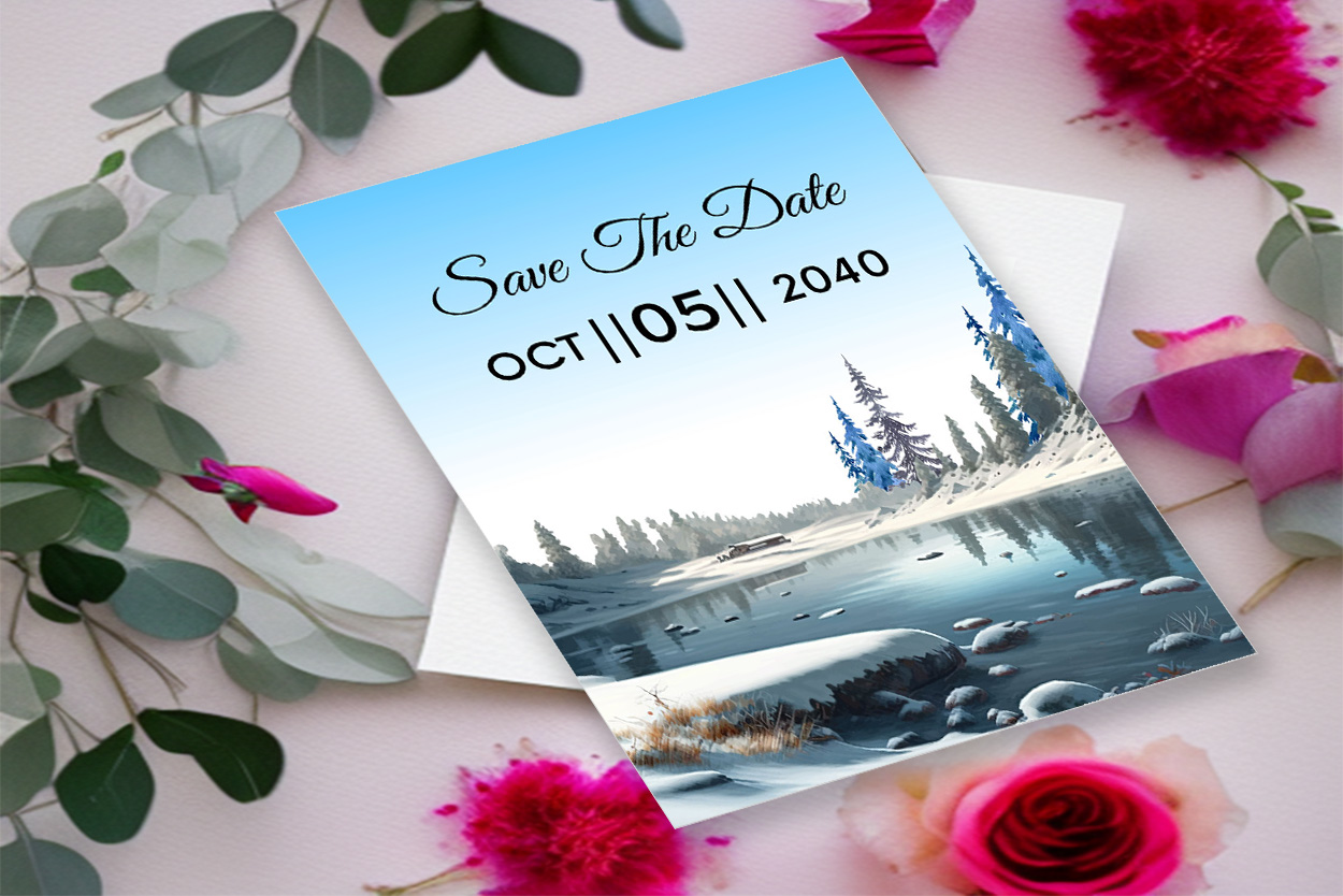Image of irresistible wedding card with winter design