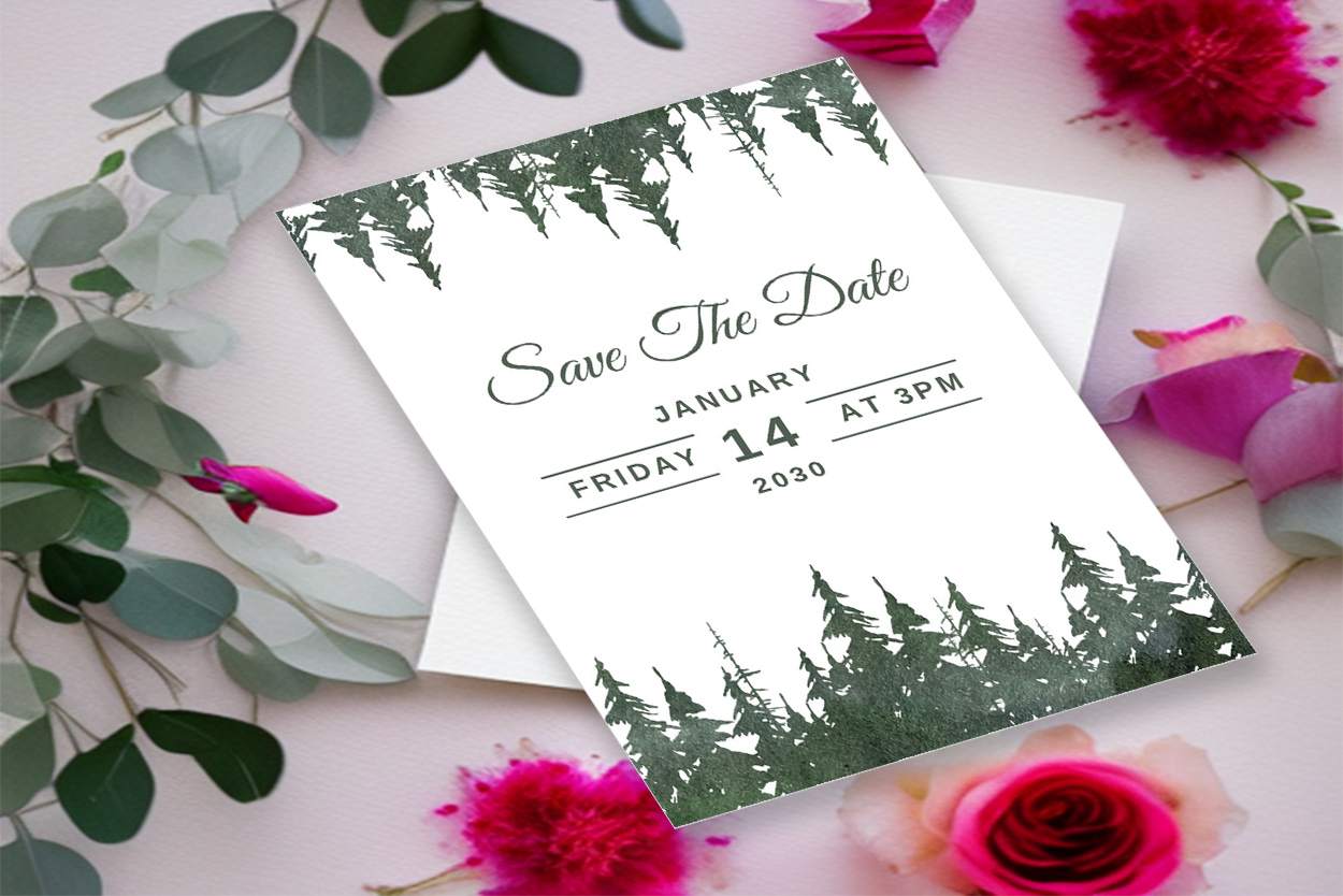 Image of an enchanting wedding card with a winter design