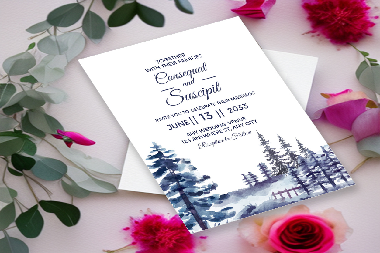 wedding invitation card winter background 1b 237