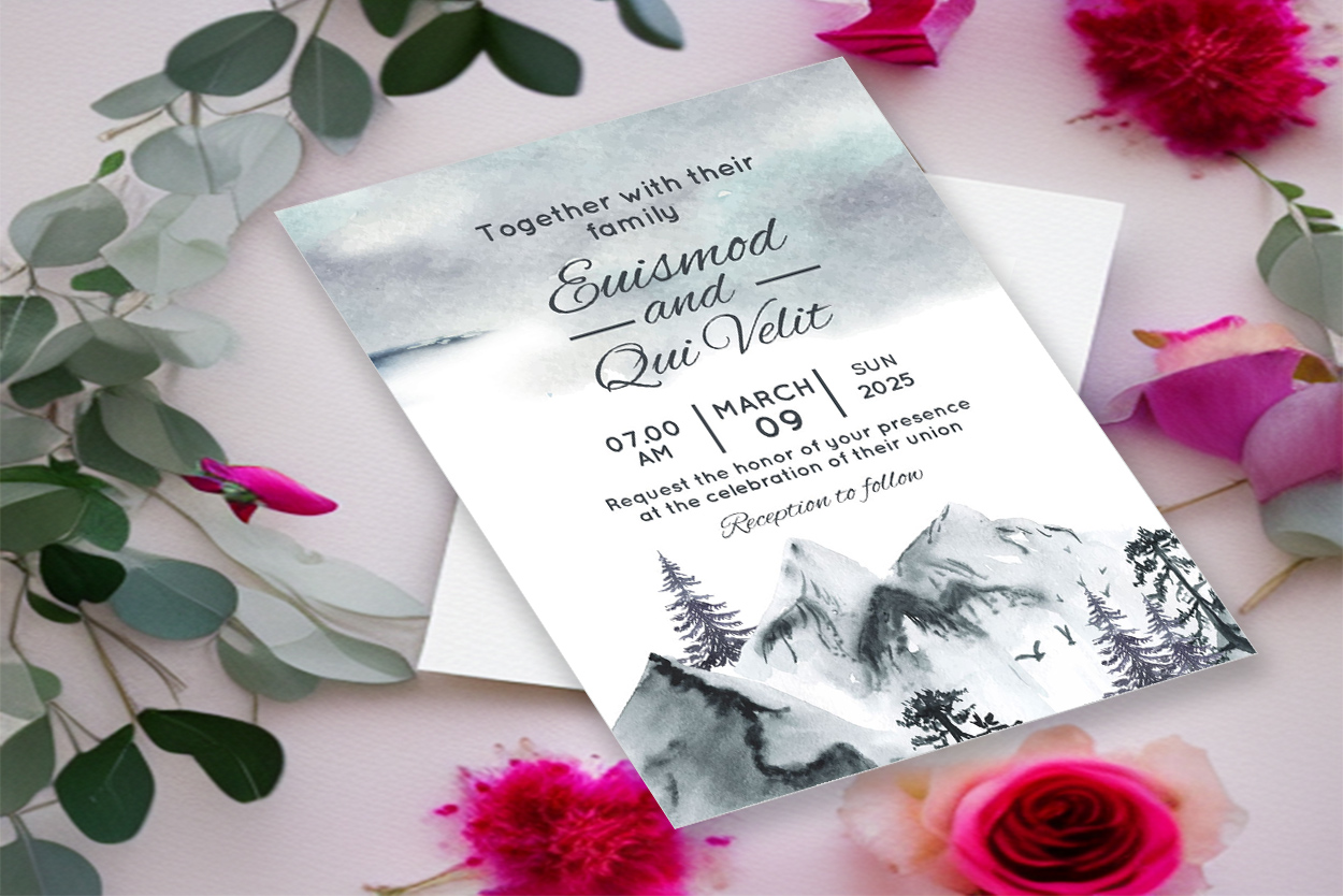 wedding invitation card winter background 1b 375