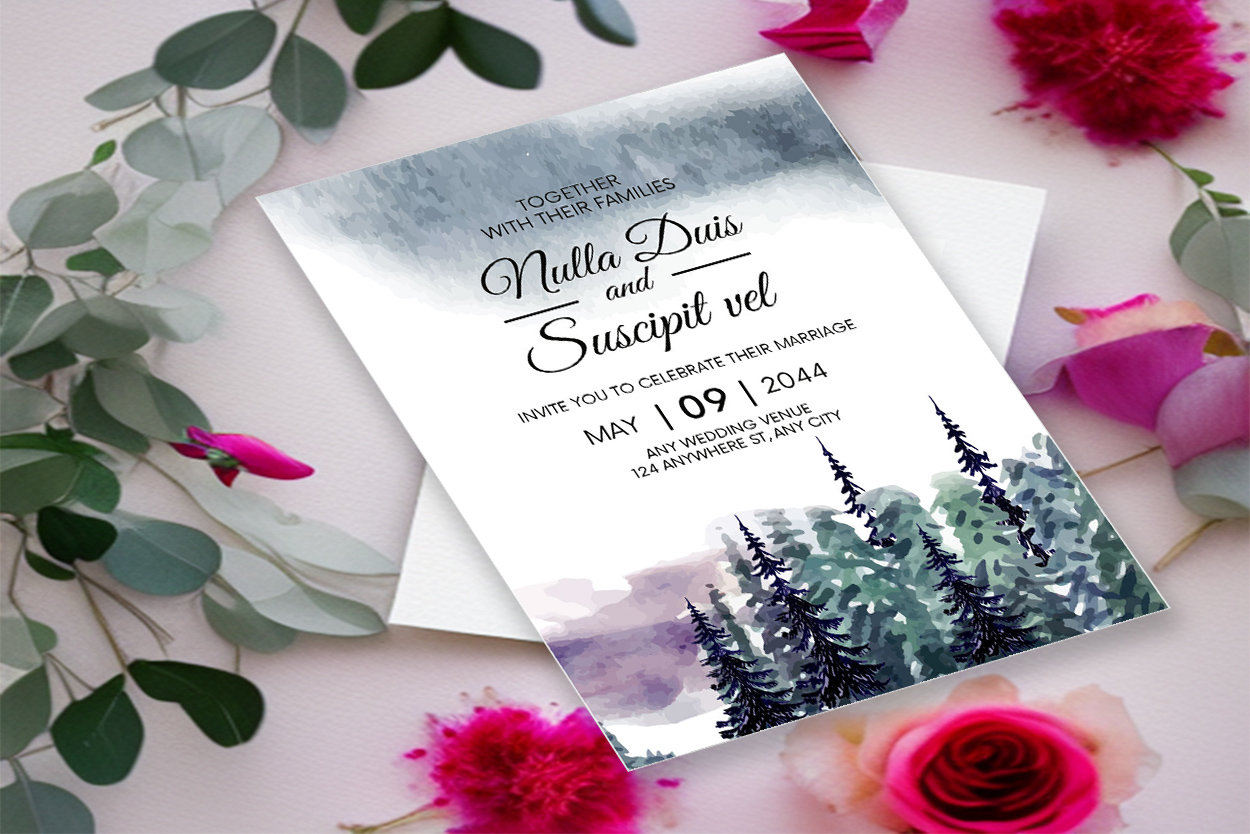 wedding invitation card winter background 1b 594