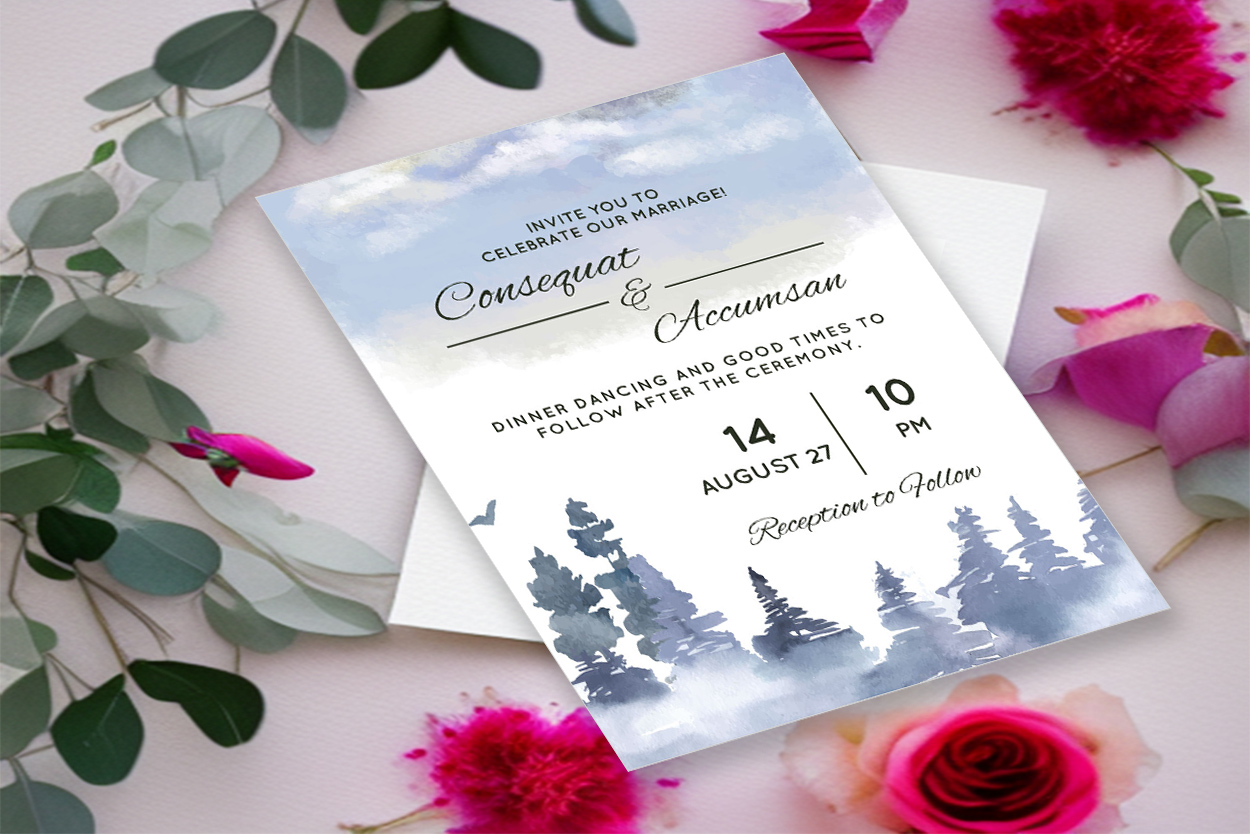 wedding invitation card winter background 1b 620