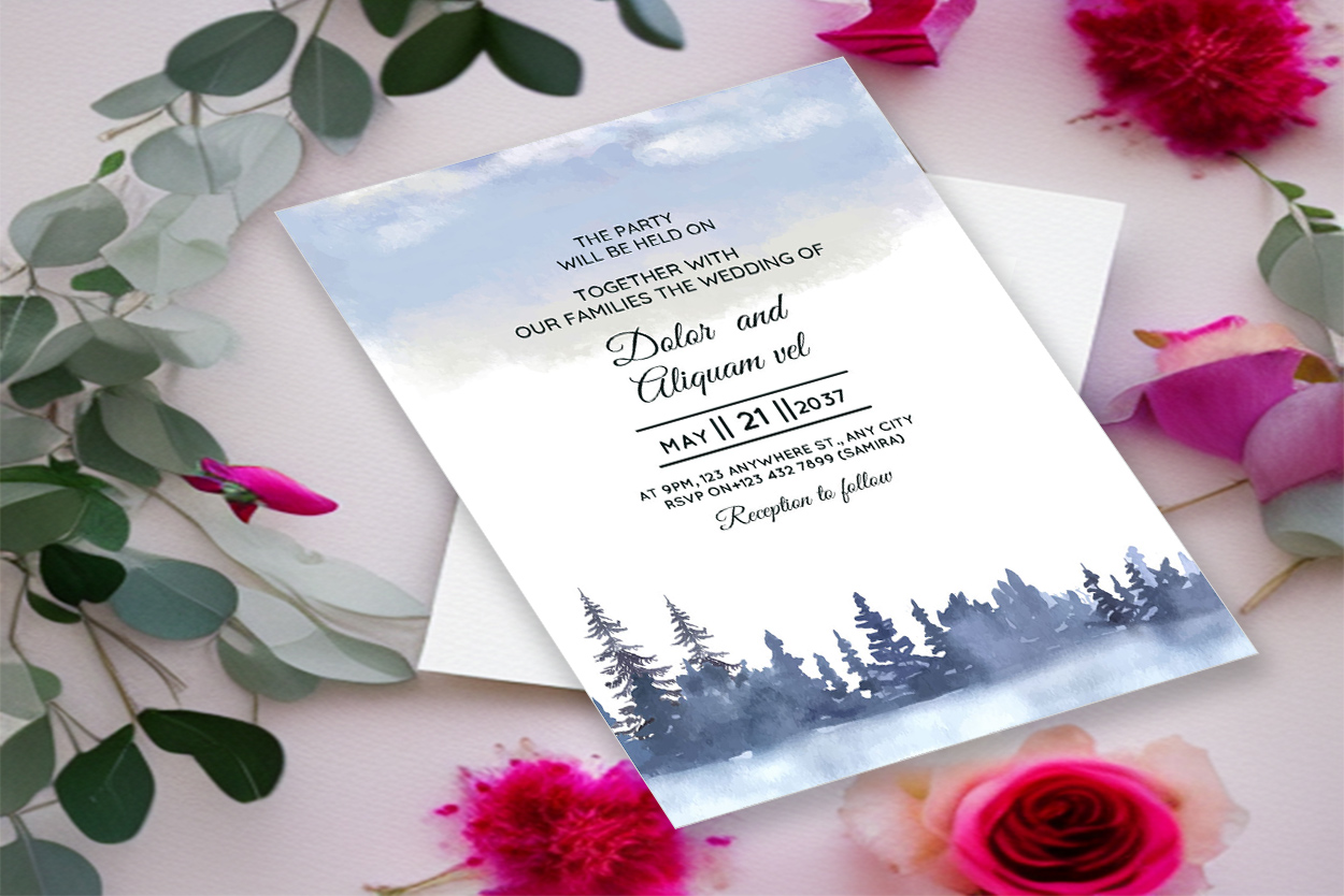 wedding invitation card winter background 1b 698