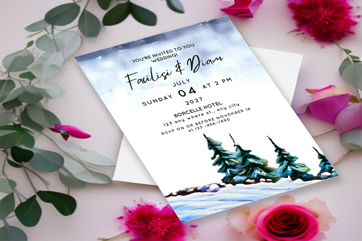 wedding invitation card winter background 1b 782