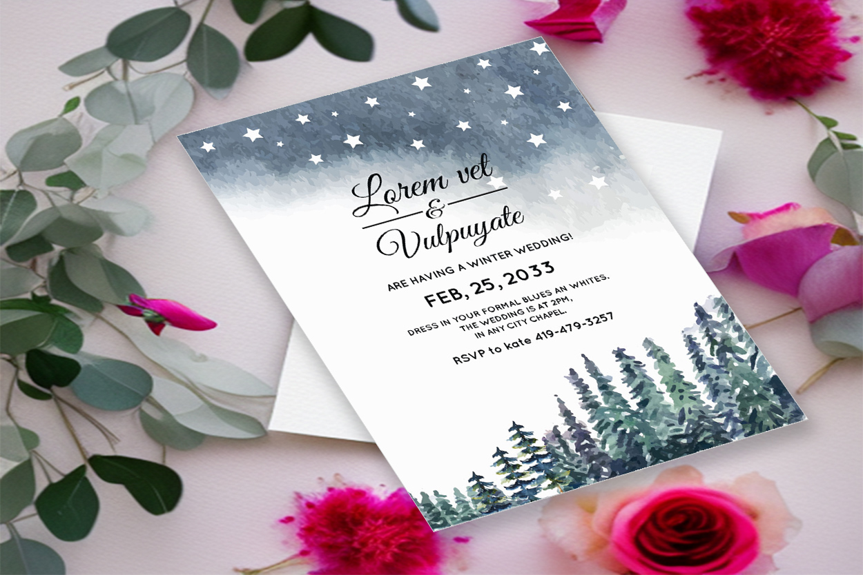 wedding invitation card winter background 1b 857
