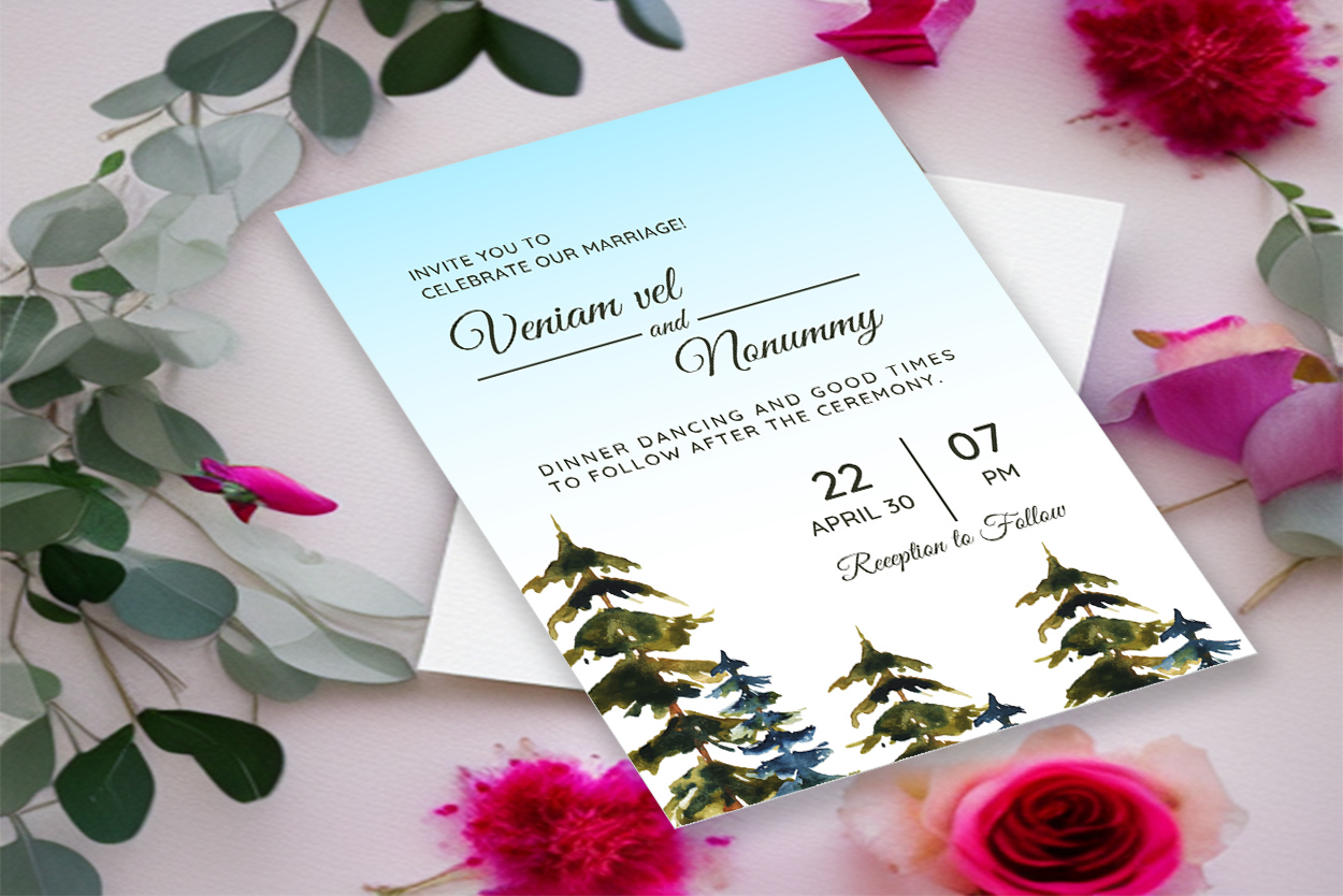 wedding invitation card winter background 1b 880