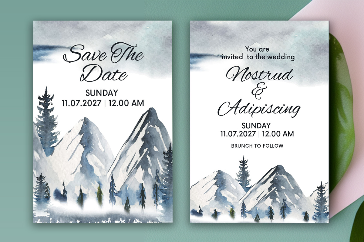 Snow Covered Fir Trees Winter Wedding Card Facebook.