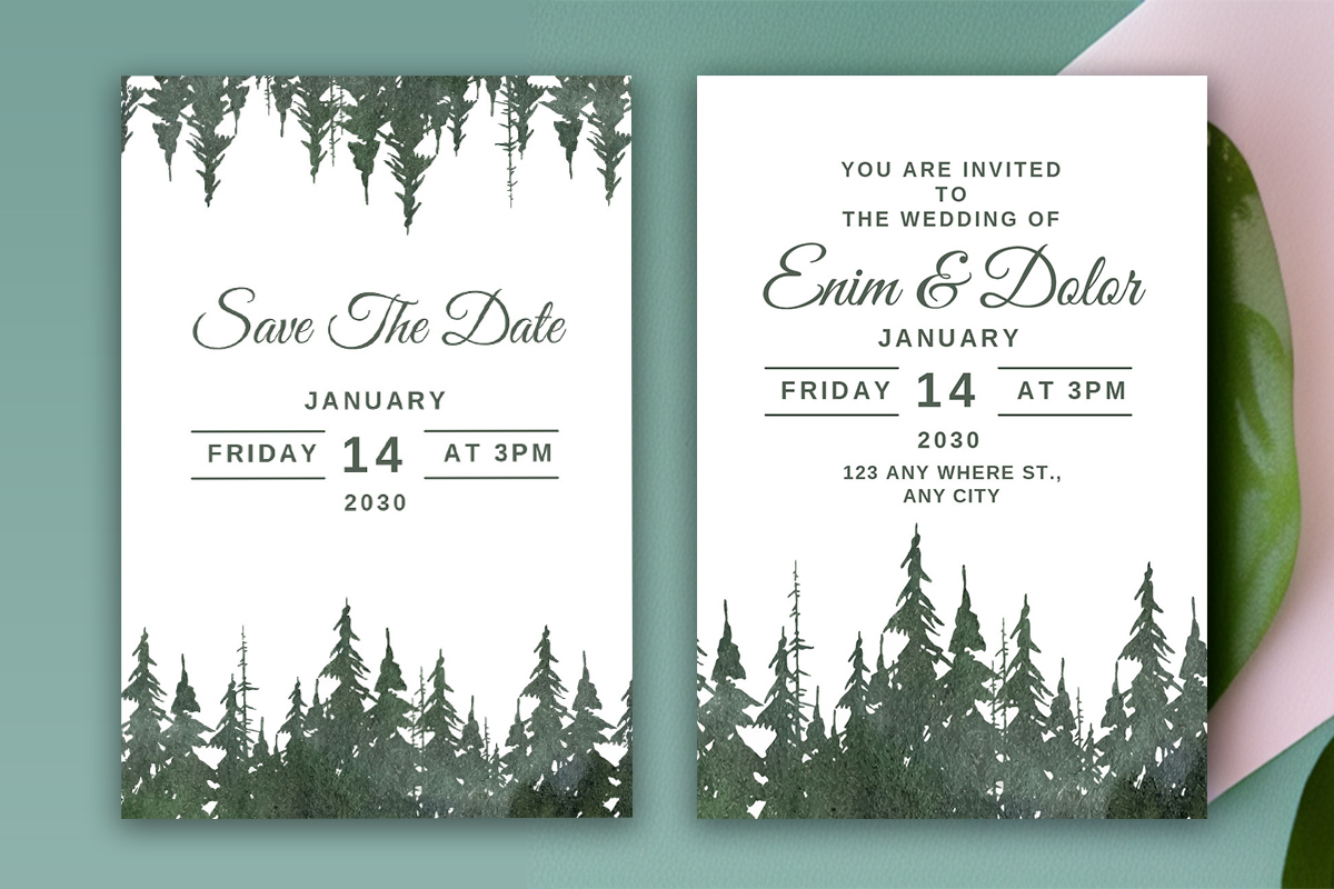 Image of unique wedding card with winter design