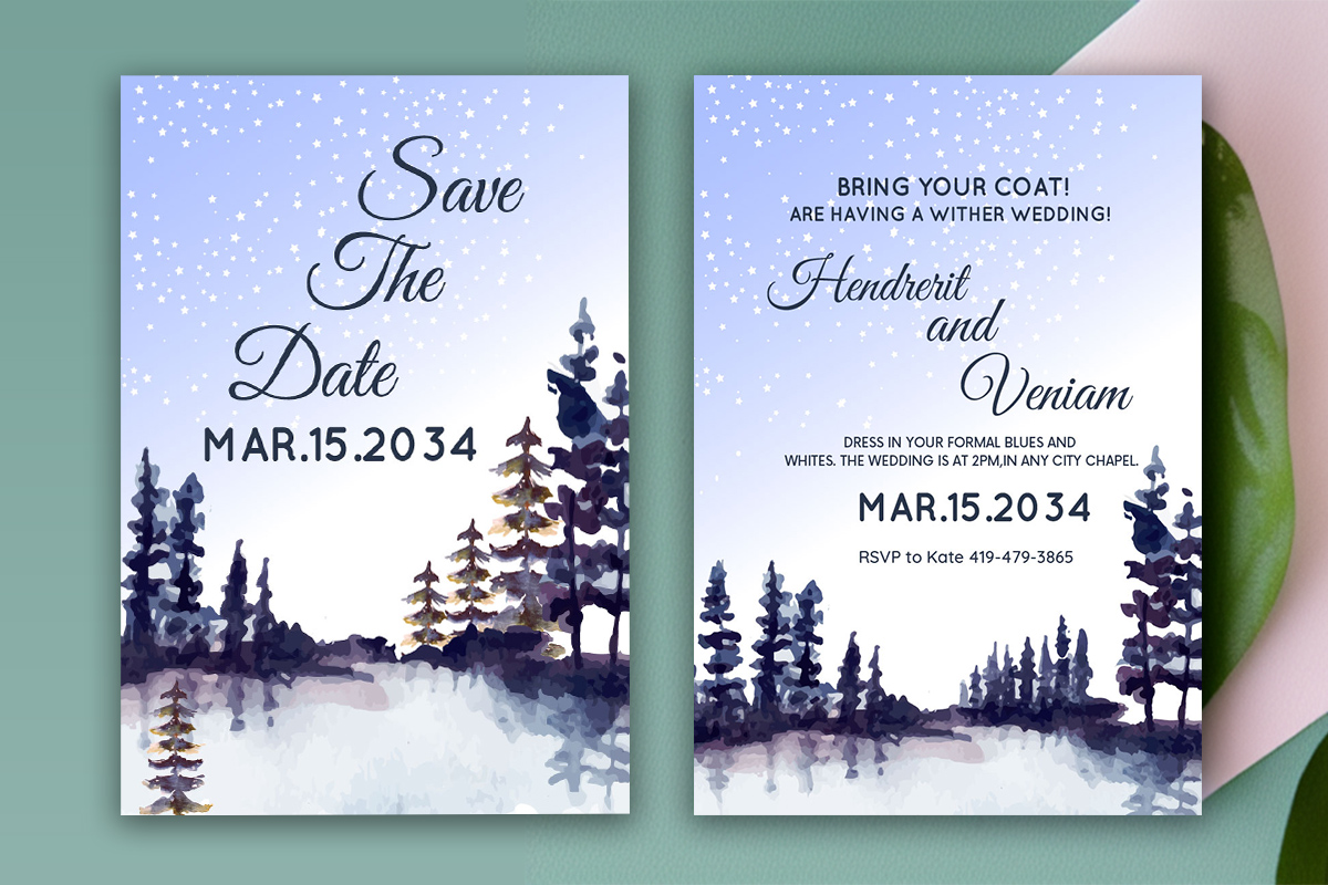 Landscape Tree with Winter Wedding Card Facebook.
