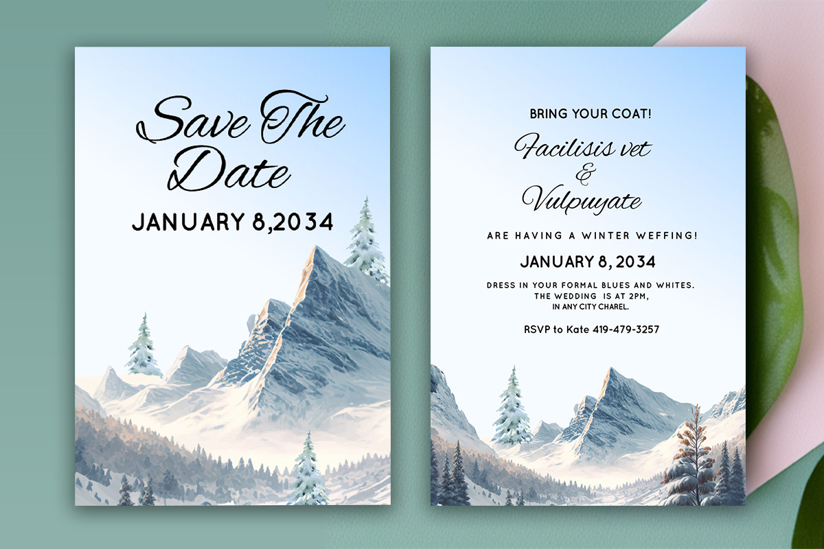 Image of beautiful wedding card with winter design
