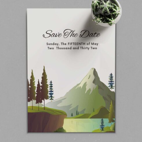 Winter Wedding Card in Snow Pine Forest preview.